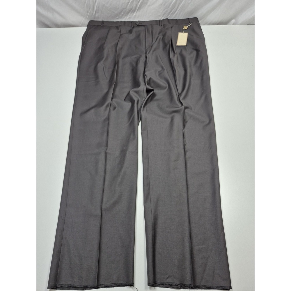 Angelico Dress Pants Mens 50x36 Gray Wool Pleated Wide Leg Unhemmed NWT Classic